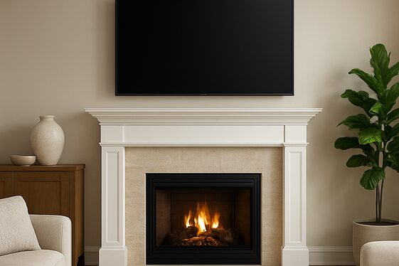 Wall-Mounted TV Above a Traditional Fireplace illustration