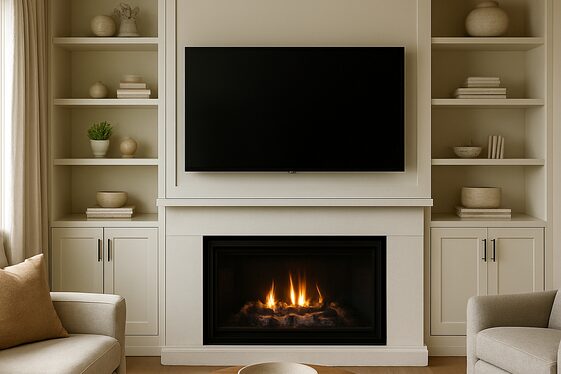 Incorporating Built-in Cabinets Around TV and Fireplace illustration
