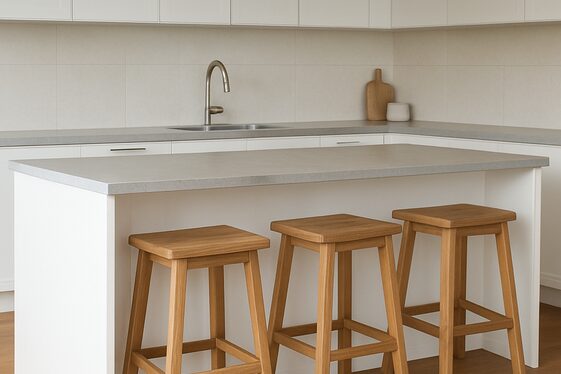 Wooden kitchen stools with clean lines illustration