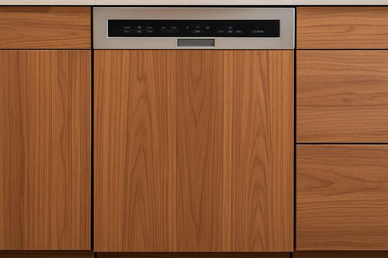 Integrated wooden appliances for seamless design illustration