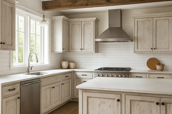 Modern farmhouse style with reclaimed wood illustration