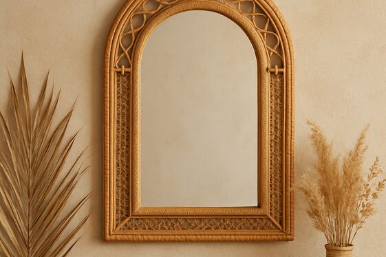 Boho-Inspired Arch Mirrors with Rattan Frames illustration