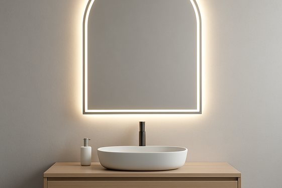 Arched Bathroom Mirrors with Built-In Lighting illustration