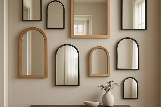 Gallery Wall Featuring Multiple Arch Mirrors illustration
