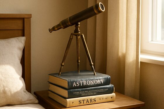 Astronomy Books and Telescopes as Stylish Decor illustration