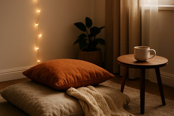 Create a Reading Nook with Floor Cushions and Fairy Lights illustration