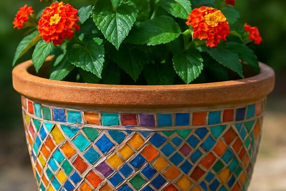 Decorate Clay Pots with Mosaic Tiles illustration