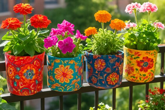 Craft Colorful Fabric Pots illustration