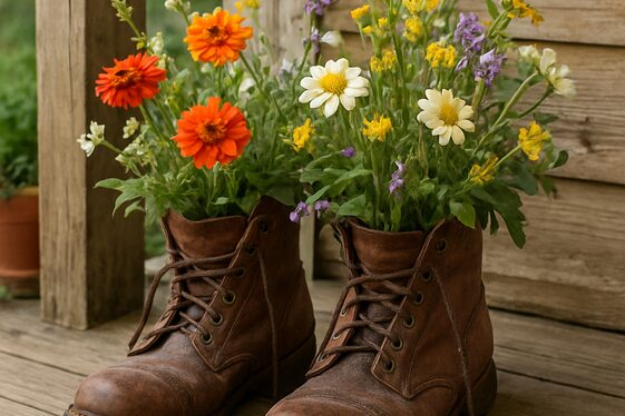 Repurpose Old Boots into Planters illustration