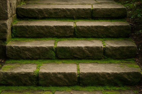 Green Moss or Grass Between Steps illustration
