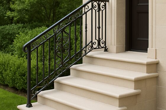 Wrought Iron Railings Paired with Stone Steps for Elegance illustration