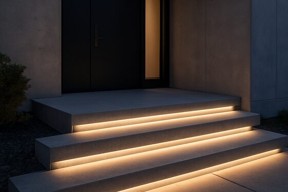 Concrete Steps with Embedded Lighting for Safety and Style illustration