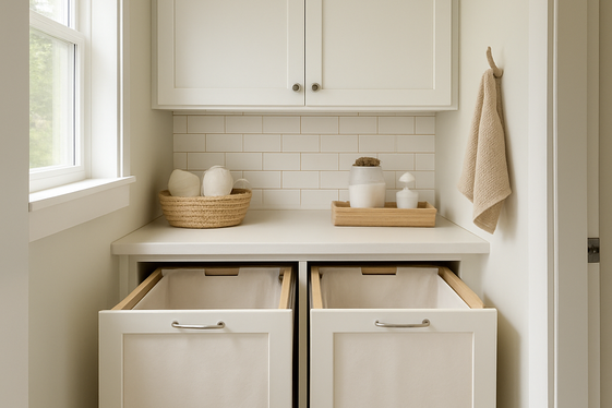 Incorporate Pull-Out Hampers for Sorting Laundry illustration