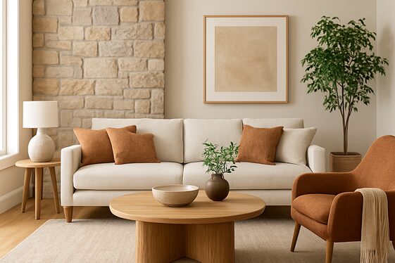 Natural Elements: Wood and Stone Focus illustration