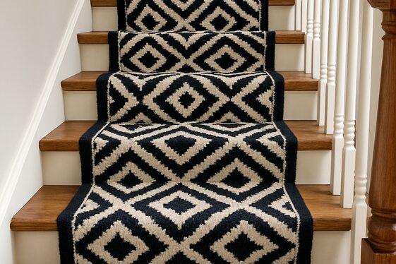 Carpeted Stairs with Modern Patterns illustration
