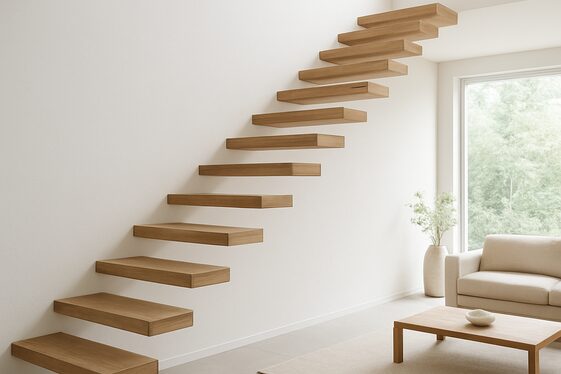 Natural Wood Treads with Invisible Supports illustration