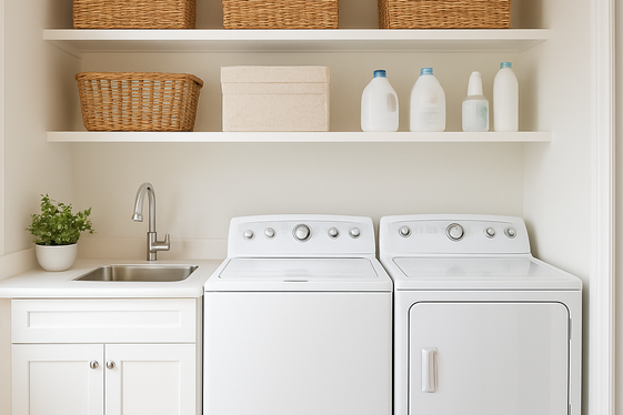 Open Shelving for Easy Access in Pass-Through Laundry Rooms illustration