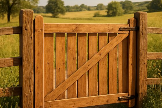 Warm Wooden Gates with Natural Finish illustration