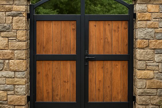 Mixed Material Gates: Wood, Metal, and Stone illustration