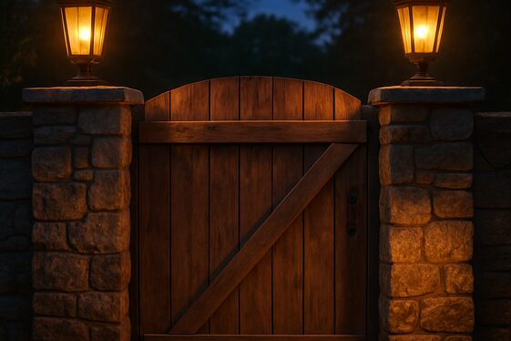 Rustic Gates with Lantern Lighting illustration