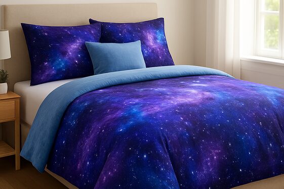 Incorporate Galaxy-Themed Bedding and Textiles illustration