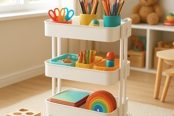 Rolling Cart Storage for Mobile Play Zones illustration