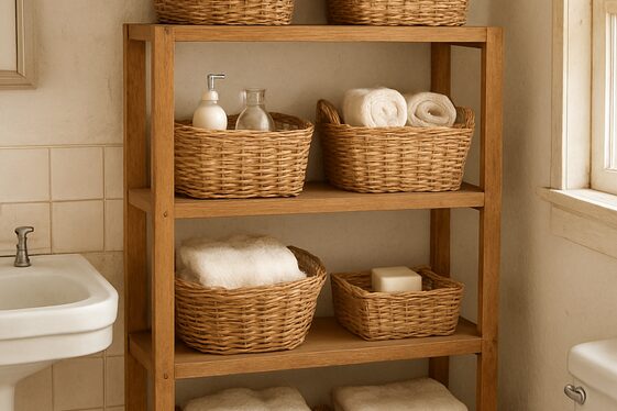 Open Shelving with Vintage Baskets illustration
