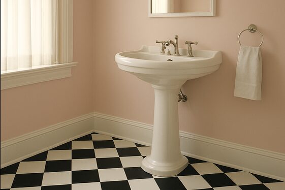 Patterned Black and White Floor Tiles illustration