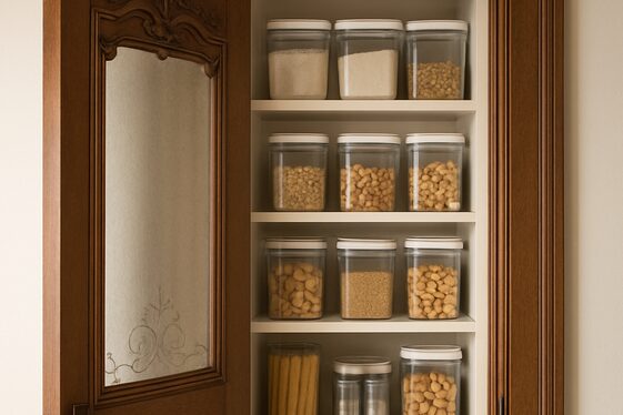Incorporate Vintage Pantry Doors with Modern Storage Solutions illustration