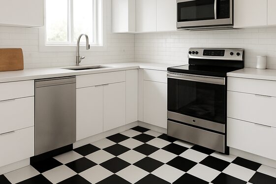 Choose Checkerboard Floors with Sleek Cabinetry illustration