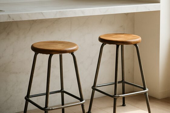Pair Vintage Bar Stools with Minimalist Counters illustration