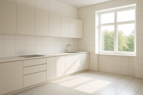 Large-Format White Tiles to Open Up the Space illustration