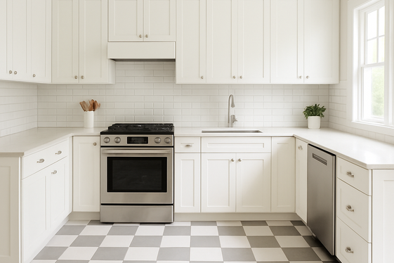 Checkerboard White and Light Gray Tiles for a Pop illustration
