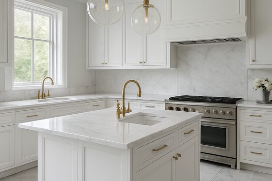 White Marble Tiles with Soft Veining for Luxury illustration