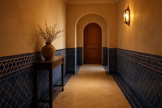 Create a Blue Zellige Tile Border for Walls or Floors illustration