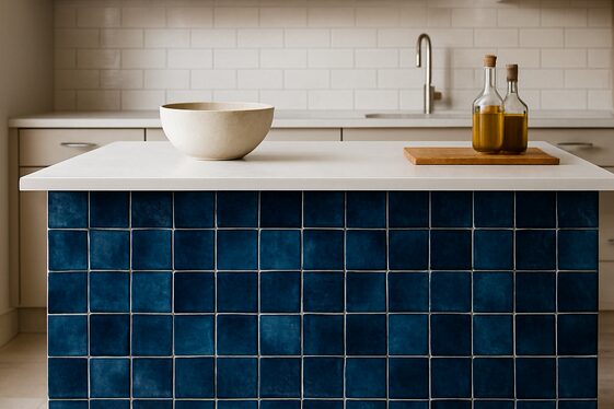 Highlight Kitchen Islands with Blue Zellige Tile Cladding illustration
