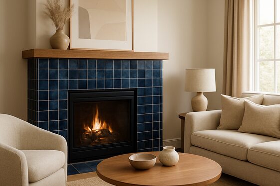 Make Your Fireplace the Focal Point Using Navy Blue Zellige illustration