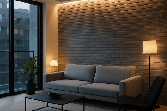 Modern Gray Brick Wall with Sleek Finishes illustration
