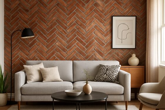 Herringbone Pattern Brick Wall Accents illustration