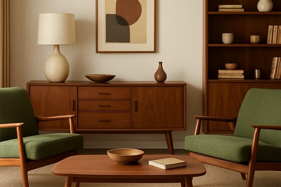 Integrating Mid-Century Modern Brown and Green Styles illustration
