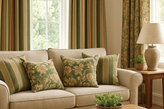 Playing with Patterns: Stripes and Florals in Brown and Green illustration