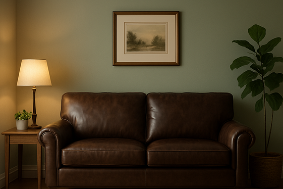 Combining Soft Green Walls and Brown Leather Accents illustration