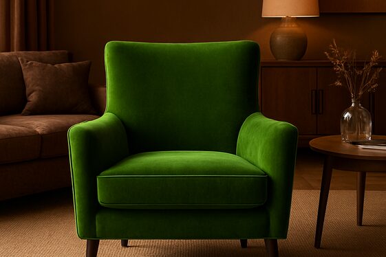 Incorporating Green Statement Chairs into Brown Dominant Spaces illustration