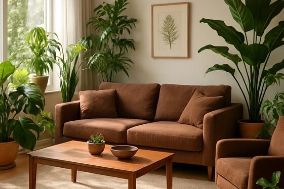 Incorporating Plants to Enhance Earthy Brown and Green Themes illustration