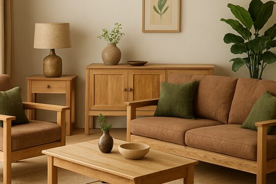 Choosing Natural Wood Furniture to Complement Brown and Green illustration