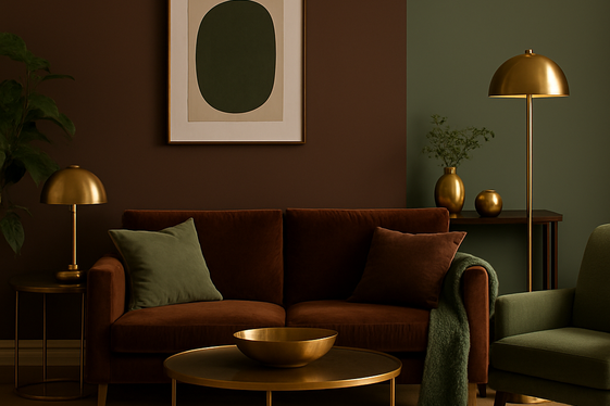 Adding Brass Elements to Accentuate Brown and Green Decor illustration