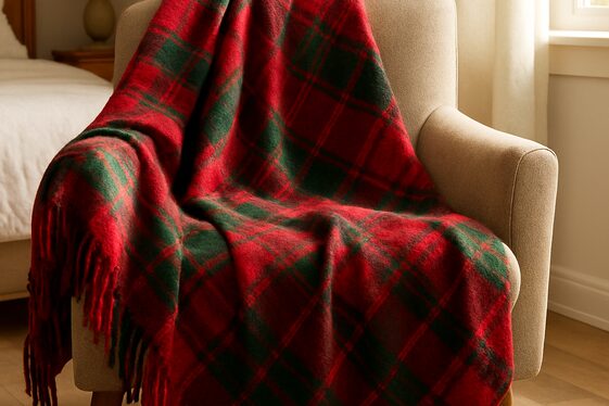 Add a Festive Throw Blanket in Seasonal Colors illustration