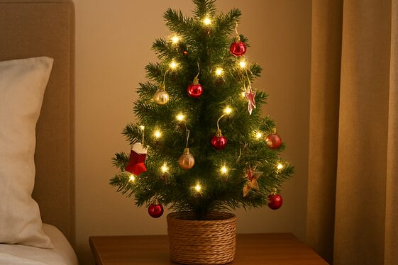 Feature a Miniature Festive Tree in Your Bedroom illustration