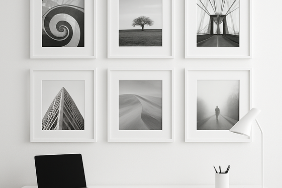 Display Art in Simple White Frames illustration