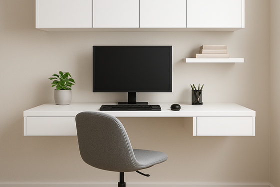 Opt for White Floating Cabinets to Save Space illustration